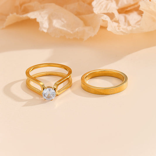 FairDealzz® Elegant Golden Dou Halo Ring