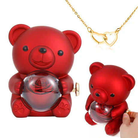 Adbrandstore1®Eternal Rose Bear with Engraved Pendant