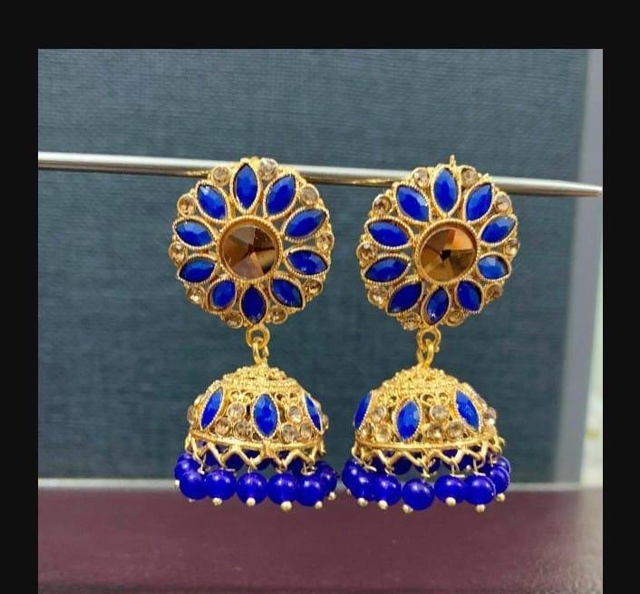 Multicolor Gold Plated Pearl Jhumka - 2 Pcs Traditional Earrings