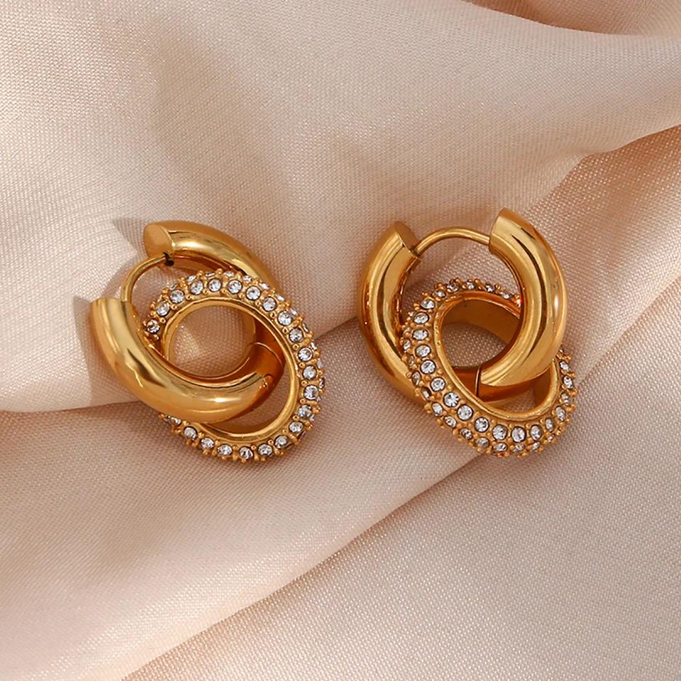 Plain Gold Plated Zircon Earrings