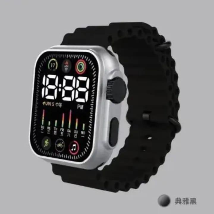 Unisex Waterproof Digital Display Watch - 1 Pc, Square Case with Textured Strap