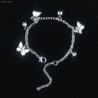 1 Pc Butterfly Hanging Silver Plated Chain Bracelet