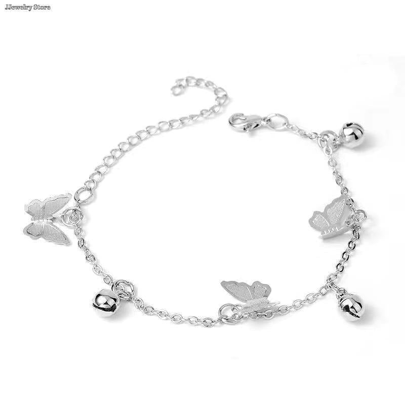 1 Pc Butterfly Hanging Silver Plated Chain Bracelet