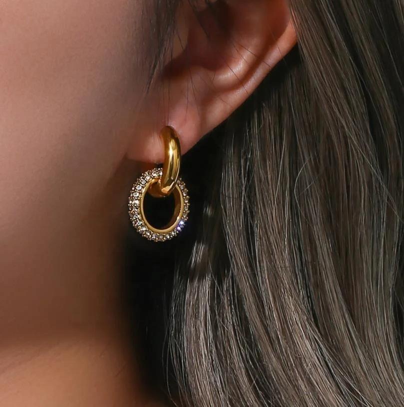 Plain Gold Plated Zircon Earrings