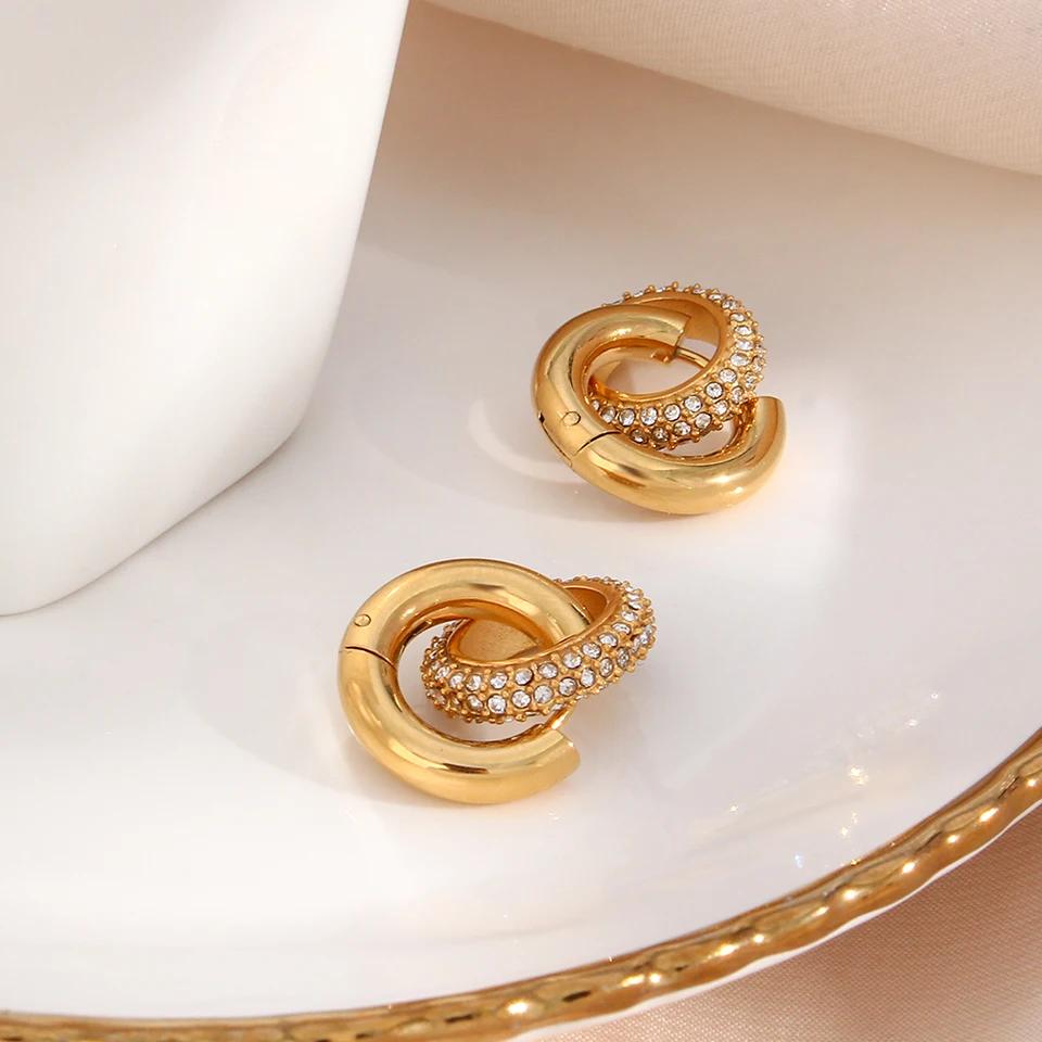 Plain Gold Plated Zircon Earrings