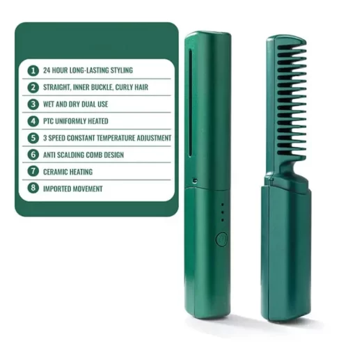 Adbrandstore1® Travel Comb Cordless Rechargeable Hair Straightener