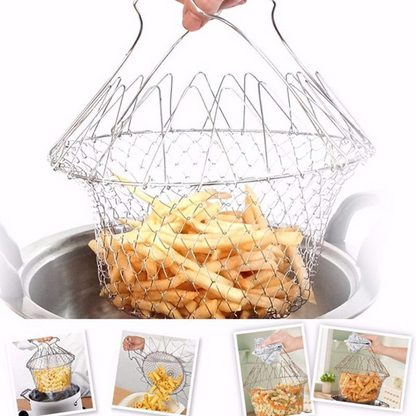 Adbrandstore1®Multipurpose Foldable Stainless Steel Fry Basket