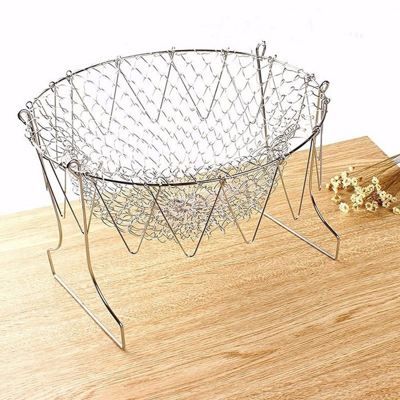 Adbrandstore1®Multipurpose Foldable Stainless Steel Fry Basket